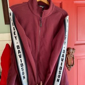 Vintage maroon Harley Davidson fleece jacket